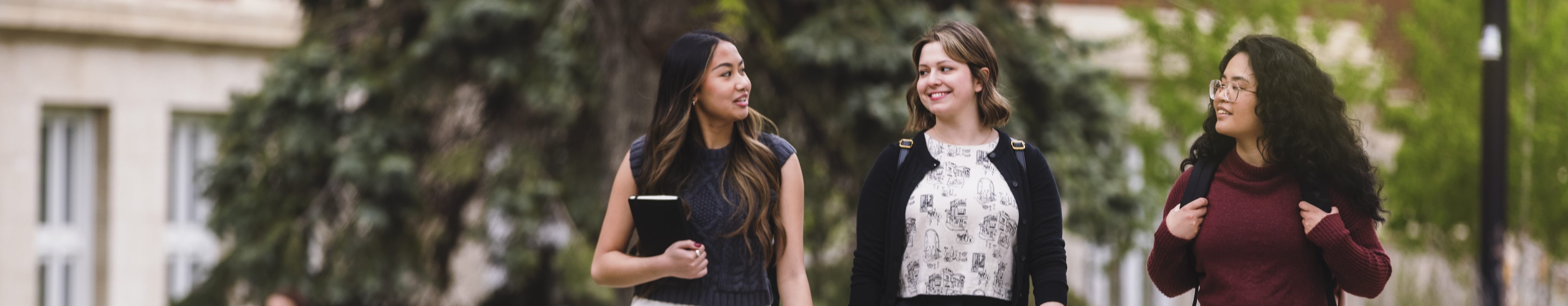 Students walking across campus